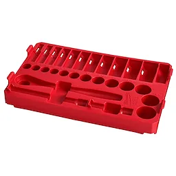 MILWAUKEE 48229481 - Juegos de Herramientas - CAJA DE 28 PIEZAS DE CRIQUE Y BOCALLAVES EN PULGADAS ENCASTRE 3/8 PULGADAS CON ORGANIZADOR DE PERFIL BAJO PACKOUT