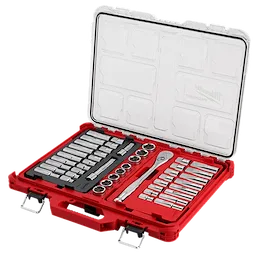 MILWAUKEE 48-22-9487 - Juegos de Herramientas - CAJA DE 47 PIEZAS DE DE CRIQUE Y BOCALLAVES ENCASTRE 1/2 PULGADAS CON ORGANIZADOR DE PERFIL BAJO PACKOUT