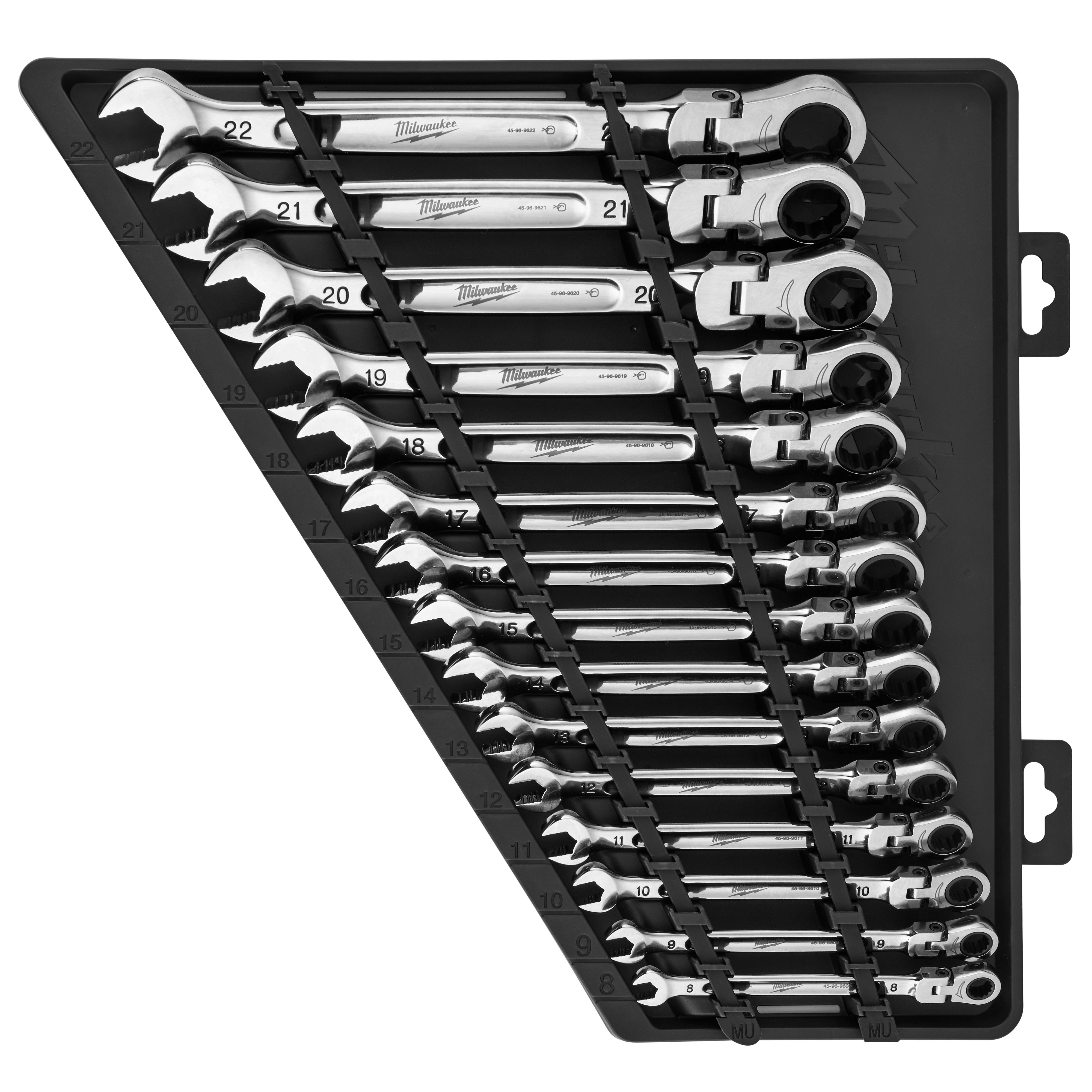 MILWAUKEE 48-22-9513 - Juegos de Herramientas - SET LLAVES COMBINADAS CRIQUE METRICAS RACHET CON CABEZAL FLEXIBLE 15 PIEZAS EN MM