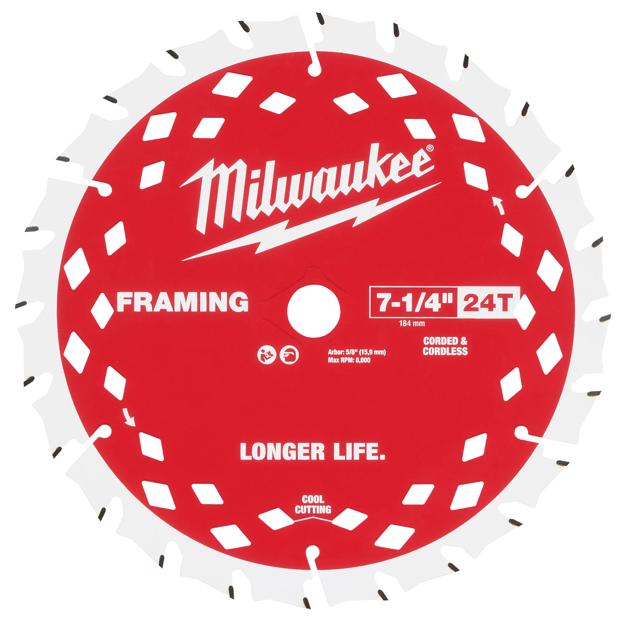 MILWAUKEE 48400720 - Hojas - DISCO DE SIERRA CIRCULAR PARA MADERA - 24 DIENTES - DIAMETRO 7 1/4 PULG (Accesorios)