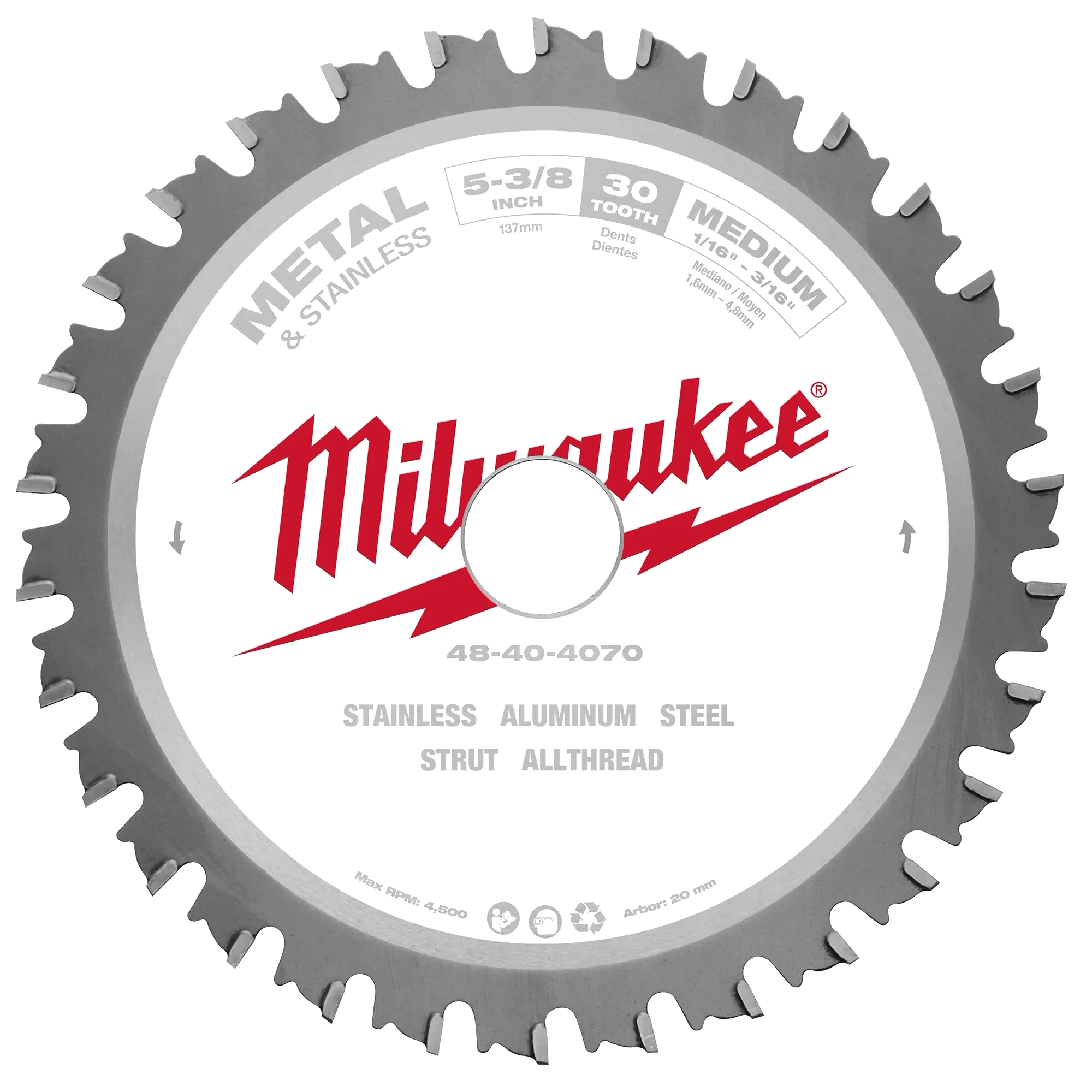 MILWAUKEE 48404070 - Hojas - De sierra 5-3/8 30 dientes p/ 2682-259A (Accesorios)