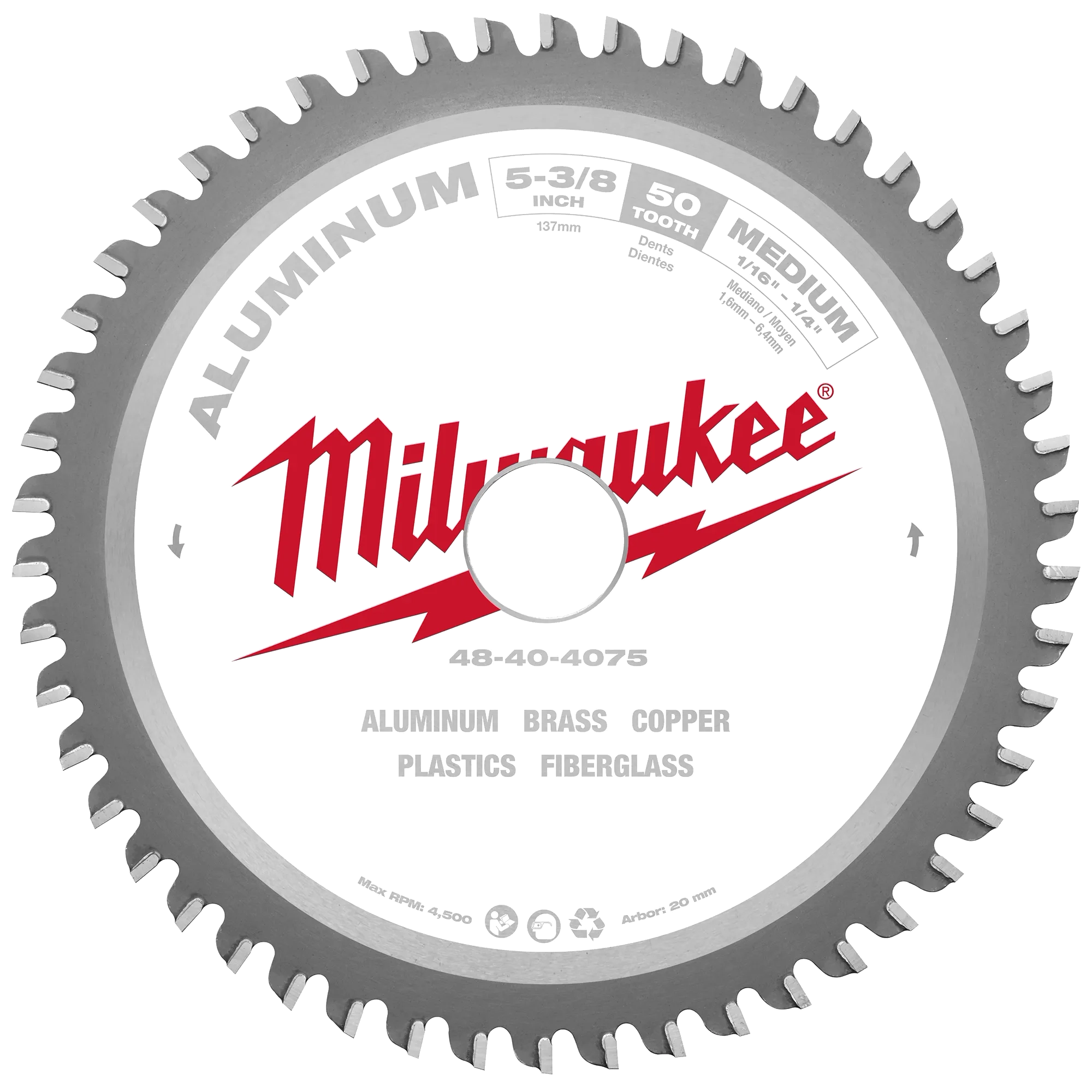 MILWAUKEE 48404075 - Hojas - De sierra 5 3/8 - 50 dientes p/2682-259A (Accesorios)