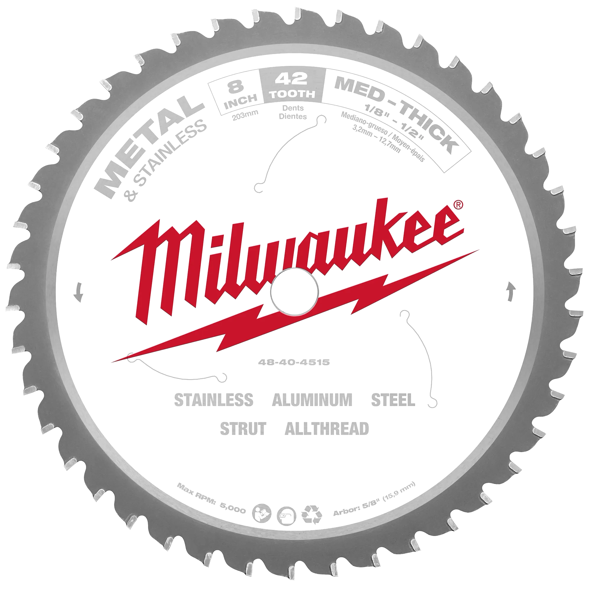 MILWAUKEE 48404515 - Hojas - DE SIERRA 8 PULG (203 MM) 42 DIENTES - PARA METALES FINOS (Accesorios)