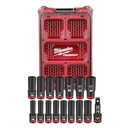 MILWAUKEE 49-66-6803 - Juegos de Herramientas - SET DE 16 BOCALLAVES DE IMPACTO EN MM CON ENCASTRE DE 1/2 PULGADA PIEZAS DE DADOS SHOCKWAVE IMPACT DUTY CON ORGANIZADOR PACKOUT