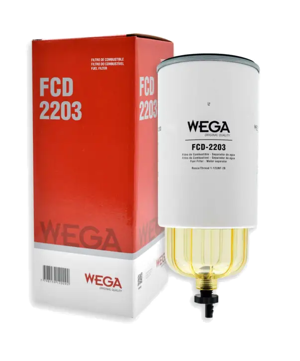 WEGA FCD-2203 - MERCEDES BENZ Atego II, MERCEDES BENZ Axor, (WK 1060/4) (CON VASO Y PURGADOR - PAPEL DE COMBUSTIBLE SERVICIO PESADO 27 LTS/M² X SEG - PORO 30µ)